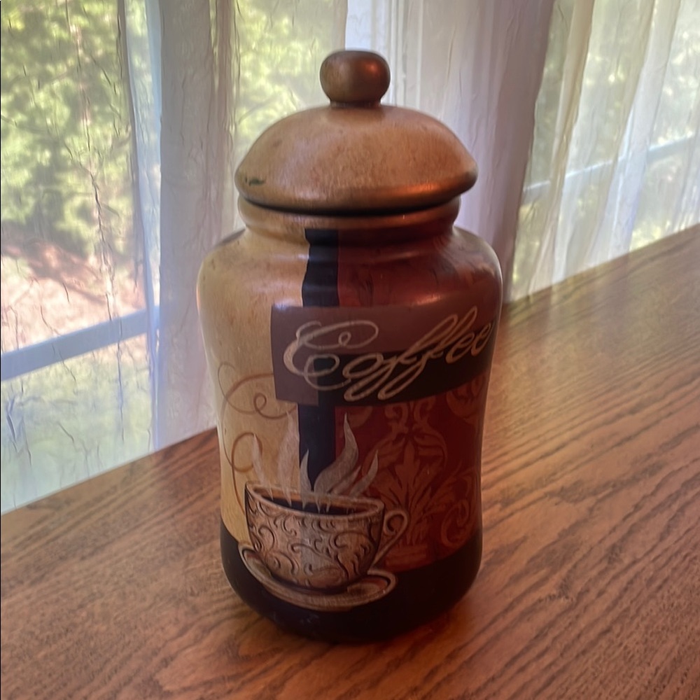 Kirklands Coffee Canister - Brown and Cream